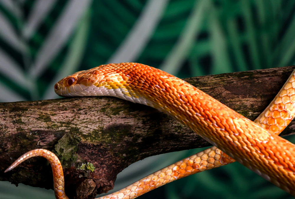 An orange Corn snake; photo taken by martin fenton
